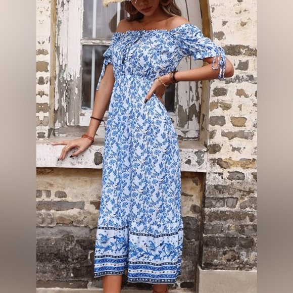 New without tag Blue maxi dress size Large - Picture 1 of 8